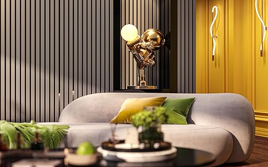 106” x 12.6” Acoustic Wood Wall Paneling, Decorative Sound Proof Panels for Walls and Ceilings, 3D Slat Wood Wall Panels (Set of 40) (Space Grey)