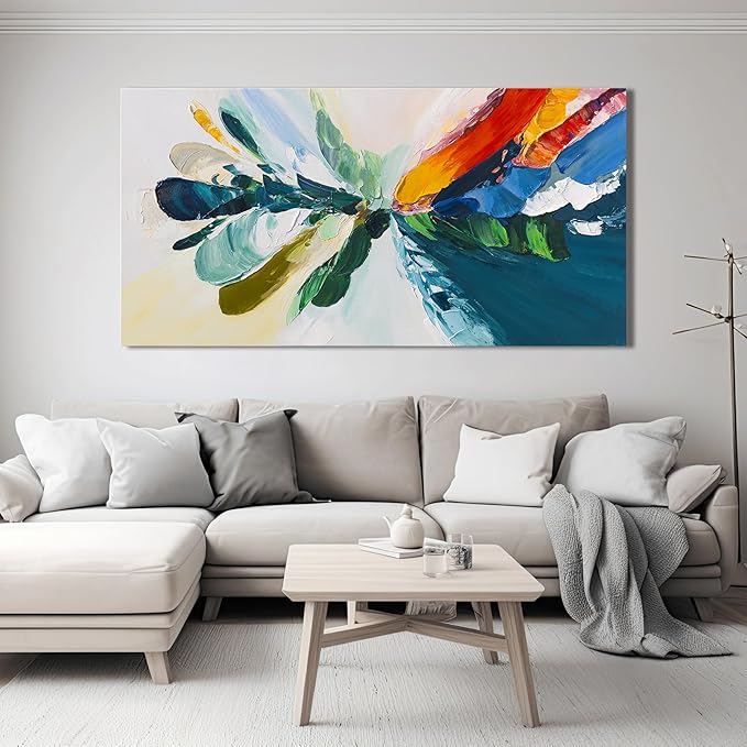 Canvas Wall Art Decor Modern Wall Art Pictures For Living Room Blue White Wall Art Decor Canvas Abstract Art Colorful Abstract Wall Art Prints Art Work For Bedroom Office Home Wall Decor 24" x 48"