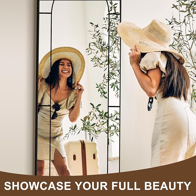 Wall Mirror,Full Length Floor, Window Pane for Living Room Decor, Decorative Wall Art, Large Wall for Bedroom, Hallway, Living Room Arch-56"X22"