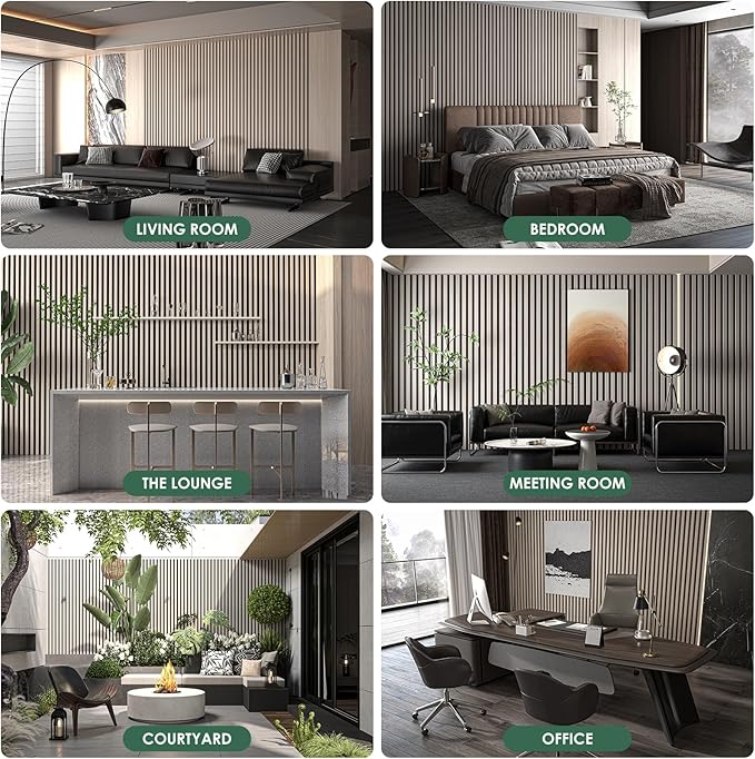 4-Piece Wood Slat Acoustic Panels for Stylish Interior Decor & Noise Reduction - 94.5" x 7.87" 3D Solid Wood Wall Panels for Ceiling and Wall, Covers 20.66 Sq Ft, Light Brown