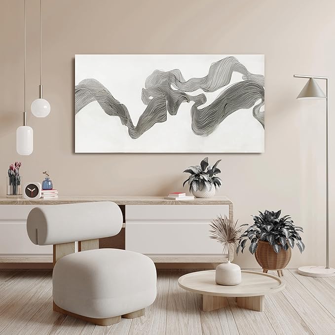 Abstract Wall Art Decor Wall Art Pictures for Living Room Abstract Canvas Art Wall Decor Gray White Wall Art Prints Artwork for Walls Modern Minimalist Wall Art Decorations Home Office Decor 20" X 40"
