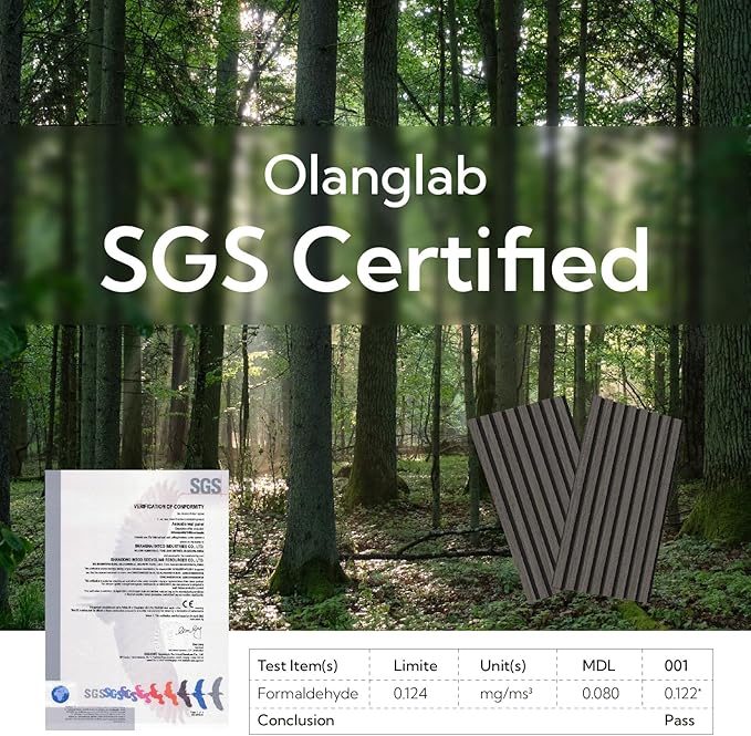 Olanglab Wood Slat Wall Panels 4 Pack, Wooden Acoustic Wall Panels, 94.5"x12.6" Each 3D Wall Panels for Interior Wall Decor (Black-Extendo Trio)