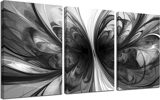 Black and White Wall Art for Living Room Abstract Canvas Wall Art Bedroom Home Office Wall Decor 16 x 24 Inch 3 Panels
