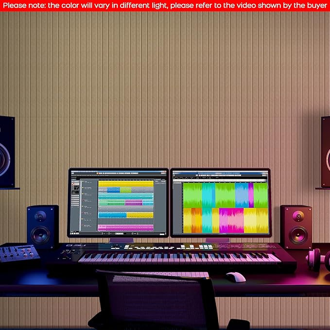 BUBOS 5 Pack Large Acoustic Panels,47.2" X 23.6" Self-Adhesive Acoustical Wall Panel, Sound Proof Panel for Office, Decorative Soundproof Wall Panels for Home Studio (Dark Camel)