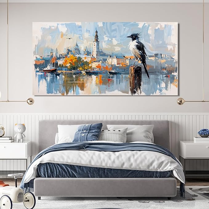 Canvas Wall Art Decor Large Wall Art Pictures for Living Room Art Work for Wall Decor Oversized Modern Landscape Wall Art Prints Artwork for Walls Bird Wall Decorations Bedroom Home Wall Art Decor 29"X58"