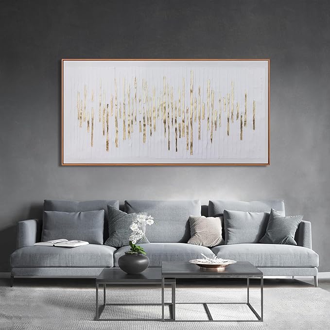 Canvas Wall Art Decor Abstract Canvas Art Wall Decor Large Wall Art for Living Rroom Modern Abstract Wall Art Prints White Gold Wall Art Decorations Artwork for Walls Bedroom Office Decor 29" x 58"