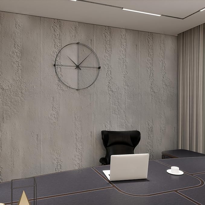 KASARO PU 3D Wall Panels Cement Texture, 4 Pieces Wainscoting Panel Accent for Interior Wall Decor, Waterproof Wall Covering, 47.24 × 23.62 inch