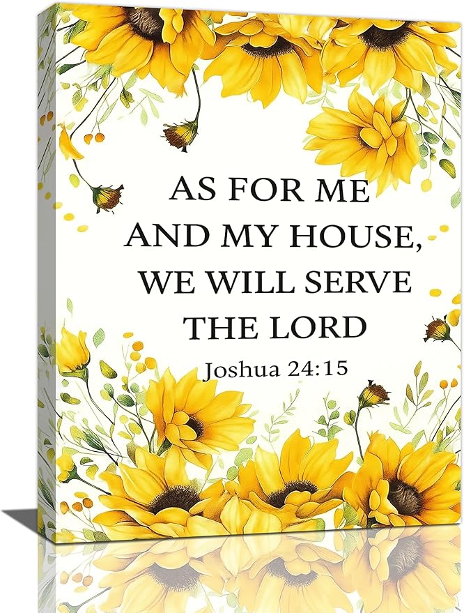 Christian Sunflower Scripture Canvas Wall Art Motivational Flowers Bible Verse Wall Decor Picture Inspirational Bible Quotes Artwork God Psalm Religious Faith Art Painting Print Decoration for Living Room Bedroom Church Framed Gifts 12”X16”