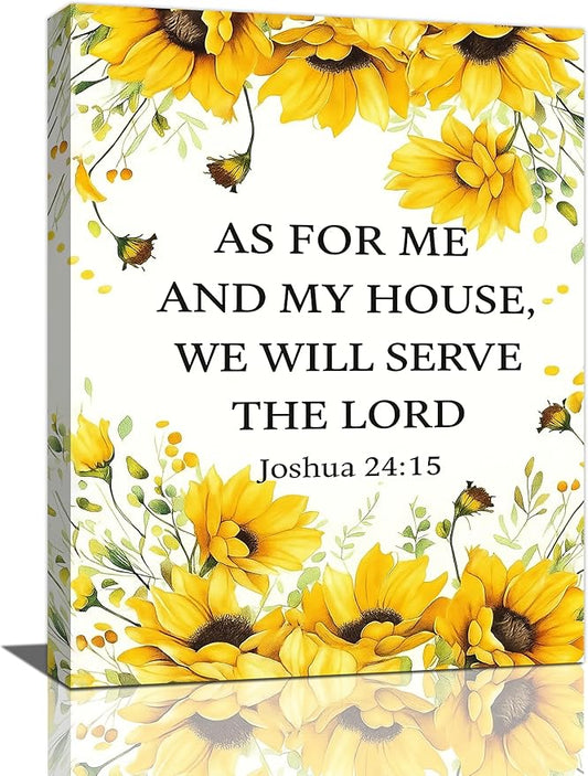 Christian Sunflower Scripture Canvas Wall Art Motivational Flowers Bible Verse Wall Decor Picture Inspirational Bible Quotes Artwork God Psalm Religious Faith Art Painting Print Decoration for Living Room Bedroom Church Framed Gifts 12”X16”
