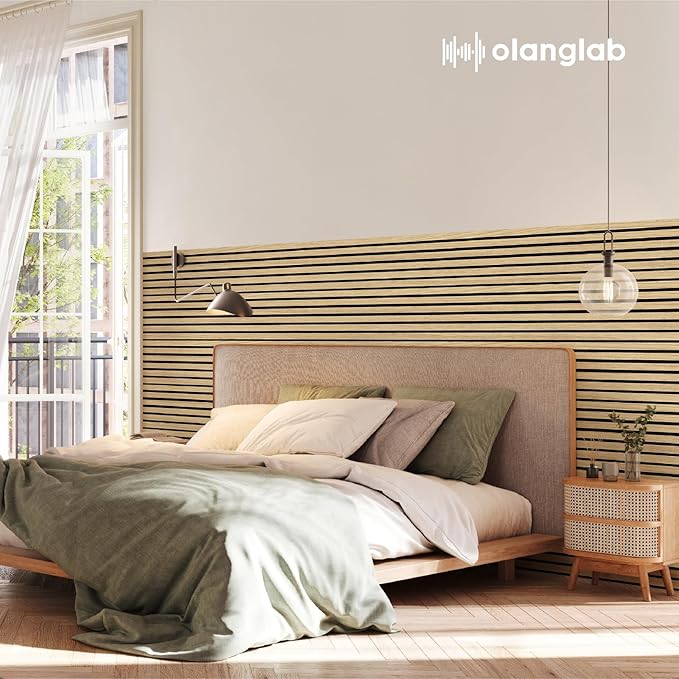 Olanglab Wood Slat Wall Panels 4 Pack, Wooden Acoustic Wall Panels, 94.5"x12.6" Each 3D Wall Panels for Interior Wall Decor (Warm Oak-Extendo Trio)