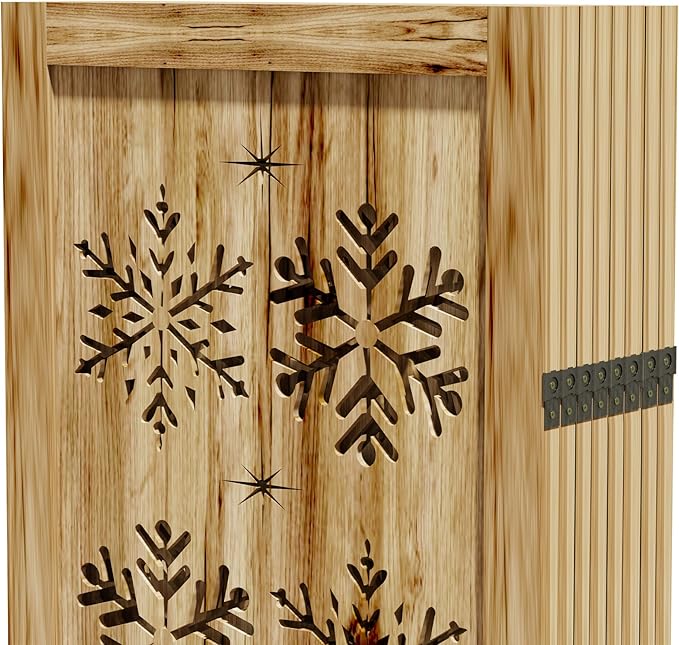 Casaphoria 8 Panels Room Divider, Folding Screen Room Divider with Snowflake Pattern for Home Office, Restaurant and Bedroom, Paulownia Wood, 127" W x 67" H (Natural)