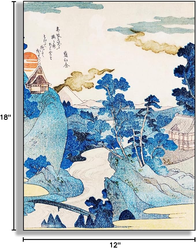 OKRA Utagawa Kuniyoshi Canvas Wall Art Mount Fuji Night View Poses Poster Japanese Ukiyo-E Woodcut Art Animal Nature Landscape Poster Japanese Classic Wall Decor Unframed12×18in/30×45cm