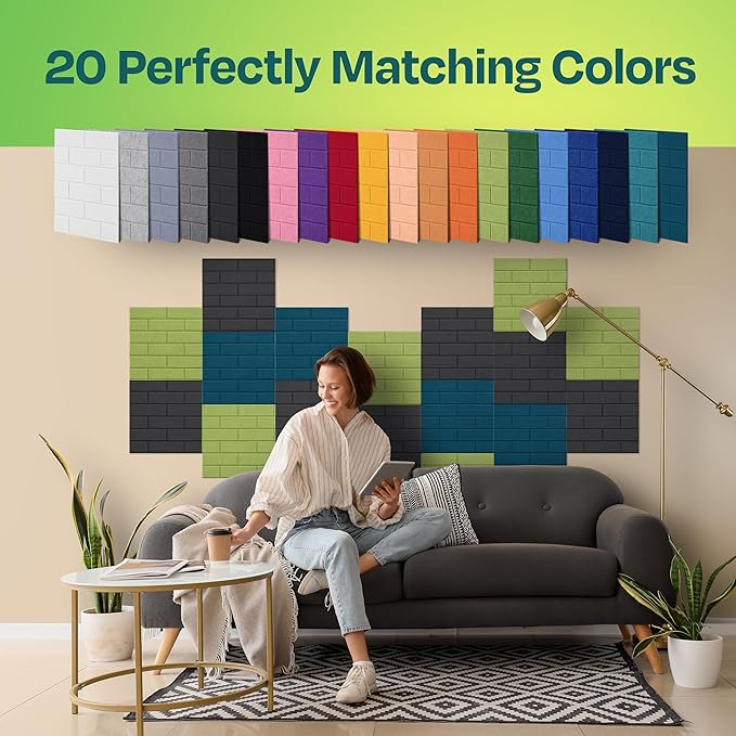 Acoustic Panels 18-Pack Soundproof Wall Panels 12"X12"X0.4" Brick Style Sound Panels Premium Sound Dampening Panels Easy Self Adhesive Installation - [Dark Gray]