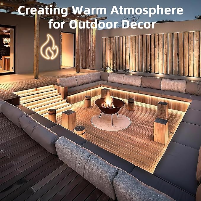 Lamomo LED Rope Lights, 100Ft Warm White Dimmable LED Strip Lights, 24V Waterproof Flexible LED Light Strip, Cuttable Silicone 3000K Neon Lights for Bedroom Indoor Outdoor Decor