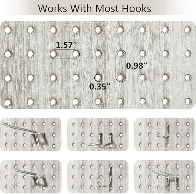 4 Panel Pegboard Display Room Divider Panel, Peg Board Room Divider and Folding Privacy Screen, 5.6Ft Wood Divider Wall, Pegboard Display Stand Organizer for Art, Craft Show, Jewelry (White)