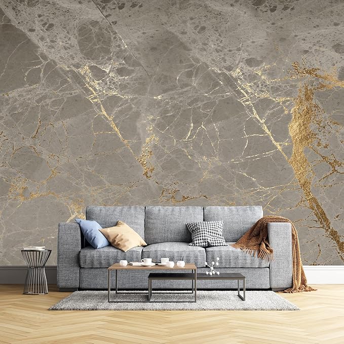 -Gold Abstract Marble Texture Bedroom Wallpaper XT15 S 100" x 65"
