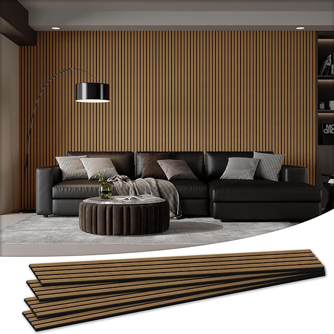 4 Pack 105.9" x 12.6" x 0.8" Acoustic Wall Panels Sound Absorbing, Wood Slat Wall Panels for Wall Decor, Soundproof Wood Wall Panels, Natural Oak