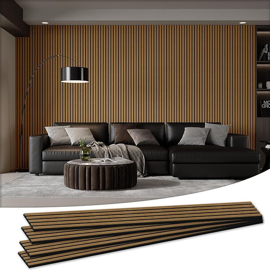 4 Pack 105.9" x 12.6" x 0.8" Acoustic Wall Panels Sound Absorbing, Wood Slat Wall Panels for Wall Decor, Soundproof Wood Wall Panels, Natural Oak