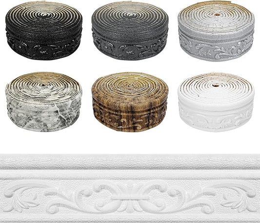 Wallpaper Border 90" x 3.1" Peel Stick Foam Molding Trim Self Adhesive, Crown Molding Wallpaper Border Flexible, 3D Wall Edging Lines Foam Baseboard, Wall Base Moulding Trim for Home DIY Decoration