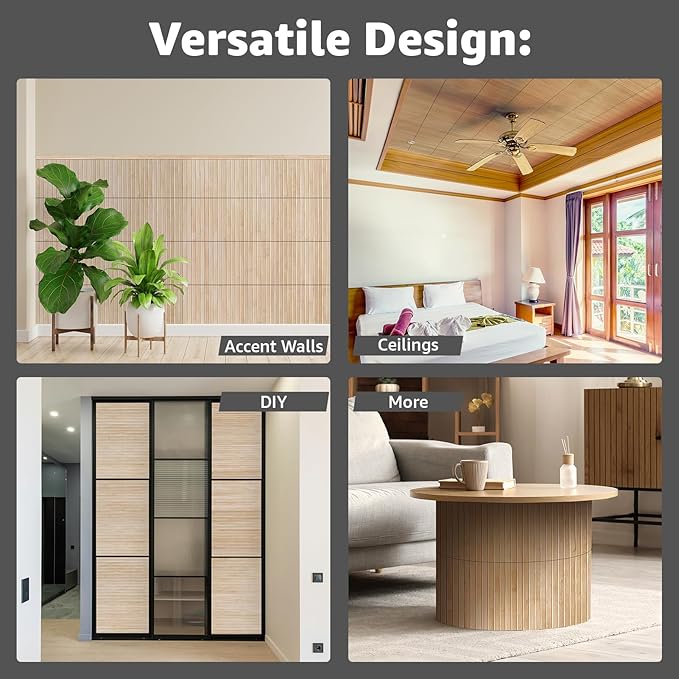 Art3d Natural Bamboo Wall Panel for Interior Wall Decor, Renewable Pole Wrap Wainscoting Paneling for Wall Ceiling Furniture Cabinet Office, 12 x 96 Inch - Carbonized