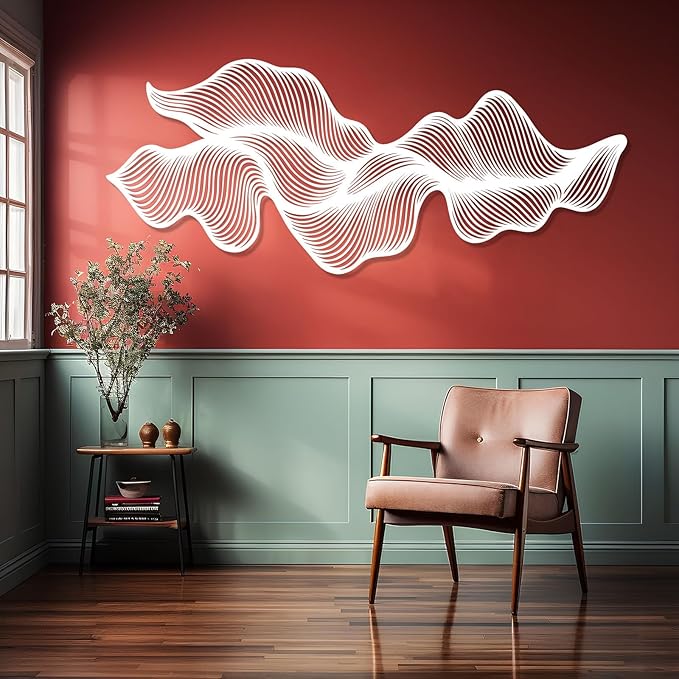 Modern Abstract Metal Wall Decor, Flowing Lines Metal Wall Art, Modern Luxury Wall Hanging, Modern Abstract Wall Art, Large Minimalist Sculpture for Home Office Decor (Black, 13"x30"|32x76cm)