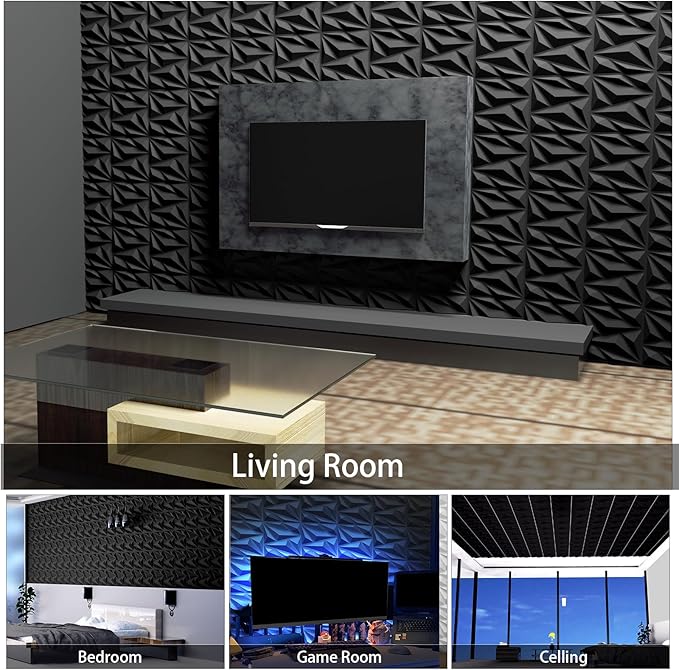33 Pack 3D Textured Wall Panels 12x12'' – Durable PVC Wall Coverings, Easy Install & Waterproof – Modern Accent Decor for Living Room, Bedroom (Covers 33 Sq.Ft.)