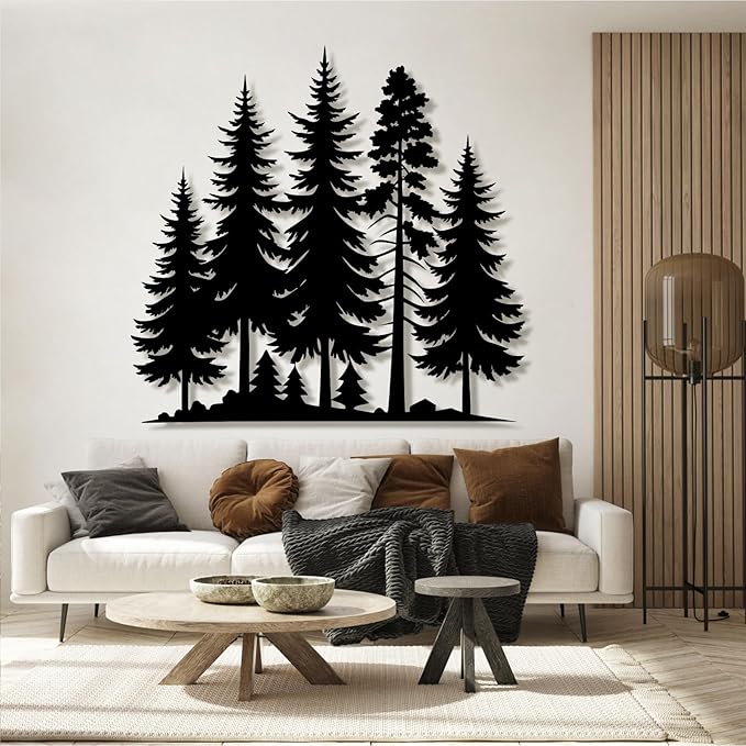 Metal Pine Tree Wall Art - Nature Decor, Christmas Pine Tree, Wall Hanging - 19"W x 18"H / 47 x 45 cm