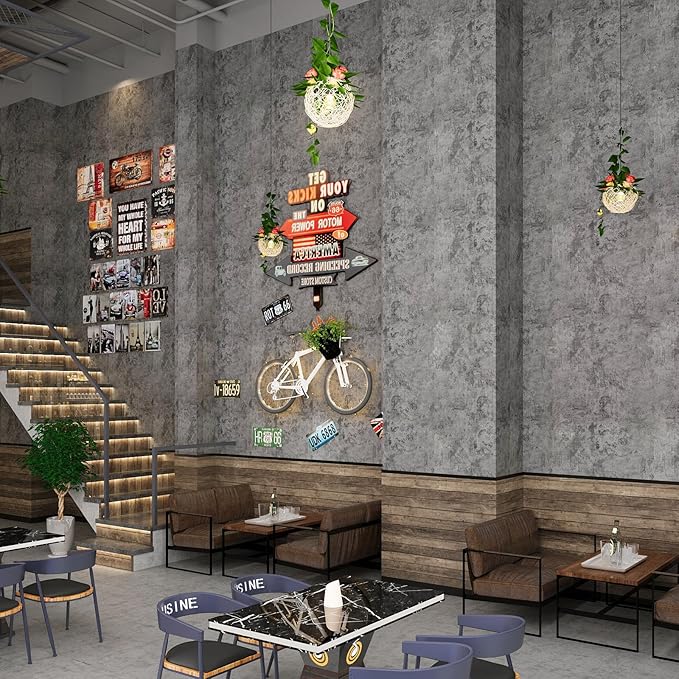 BAYYA Concrete Wallpaper Peel and Stick Grey/Brown/Beige Cement Contact Paper 15.8"x591" Industrial Style Self Adhesive Waterproof Removable Wall Covering Vinyl Film Furniture Stickers for Wall