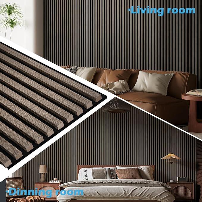 Art3d 2-Pack 48" x 24" Acoustic Wood Panels for Wall, Soundproof Wood Slat Panel for Wall and Ceiling, 3D Fluted Sound Absorbing Paneling for Interior Wall Decor, Living Room, Bedroom - Walnut