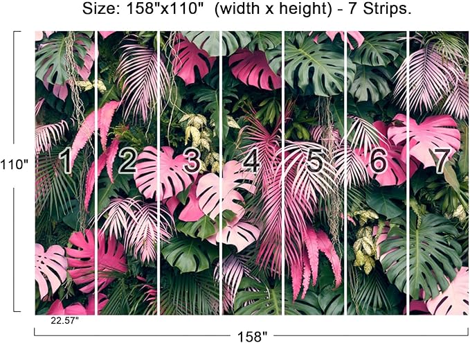 Cliouar-Wall Mural Wallpaper for Bedroom Living Room 3D Mural Monstera Tropical Plant Green Plant Banana Leaf Palm Leaf 158" x 110"(Not Self-Adhesive)