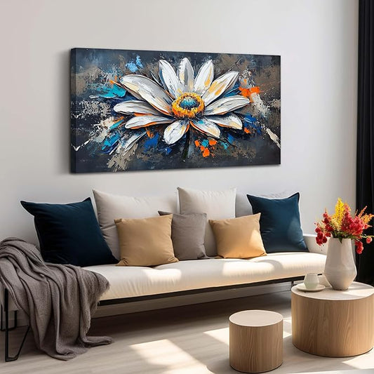AOZEMI Colorful Wall Art Flower Canvas Wall Decor Print Artwork White Picture Art for Living Room Bedroom 24"x 48"