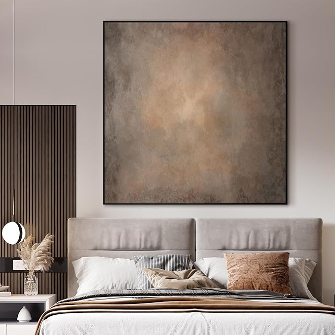 46"x46" XL Framed Wall Art - Abstract Brown and Gray Tones for Aesthetic (Frame Assembly Required)