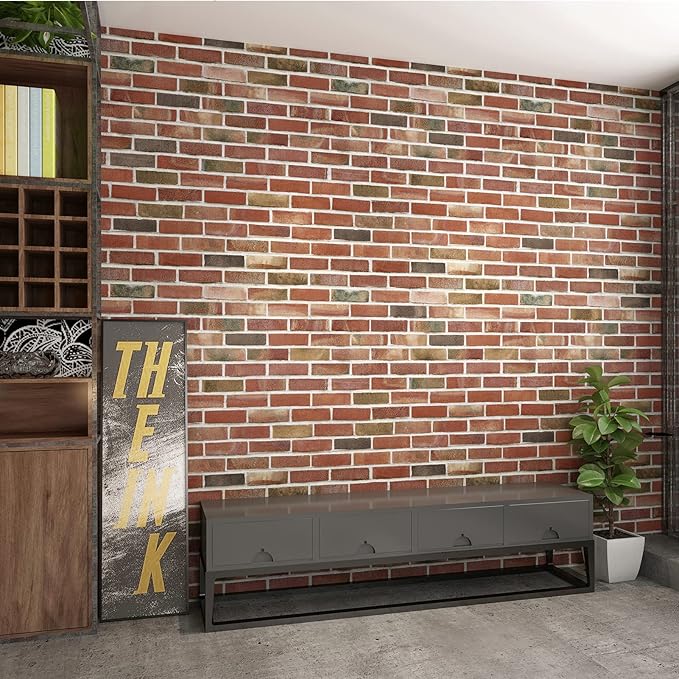 Art3d 20-Pack 105 Sq.Ft Faux Brick 3D Wall Panels Peel and Stick in Red Brown, Self Adhesive Waterproof Foam Wallpaper for Bedroom, Bathroom, Kitchen