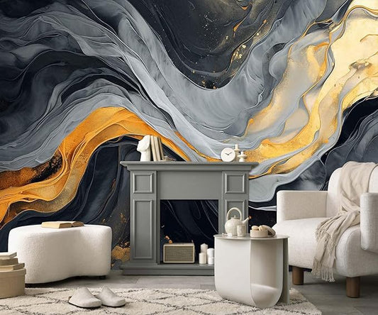 Abstract Black and Gold Marble Wallpaper Wall Murals for Living Room Bedroom (Not Self-Adhesive)