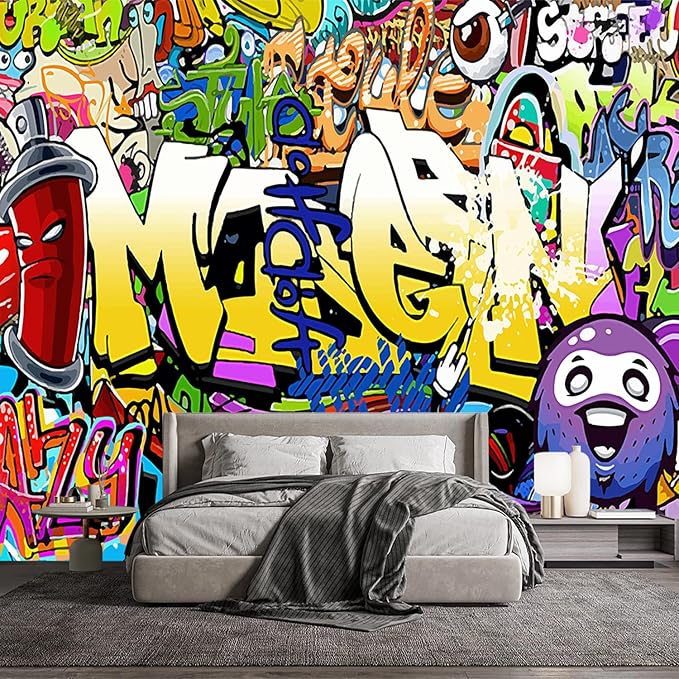 -Nursery Color Graffiti Abstract Letters Bedroom Wallpaper XT16 L 180" x 115"