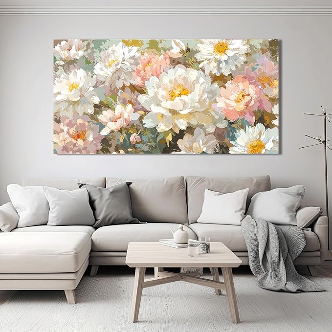 Canvas Wall Art Decor Large Wall Art for Living Room Colorful Flowers Wall Art Prints Artwork for Walls Botanical Wall Art Pictures Modern Canvas Art Wall Decor Bedroom Office Decorations 24" X 48"