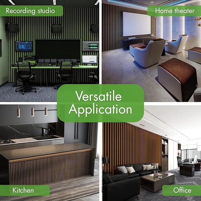 Art3d 4-Pack 12" x 93" Soundproof Wood Slat Panels, 31 sq.ft Acoustic Wall Panels, 3D Wall Panels with Wood Slat Design, Decorative Wood Wall Panel for Accent Walls-Deep Walnut