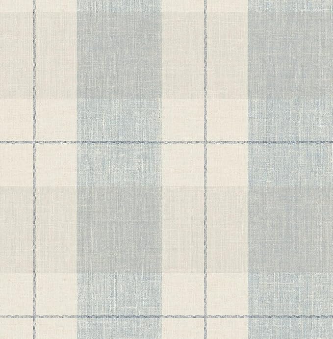 NextWall Lenox Hill Plaid Peel and Stick Wallpaper (Blue & Beige)