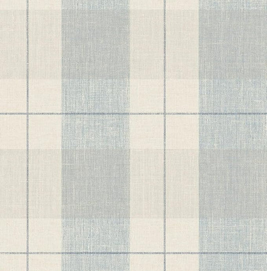 NextWall Lenox Hill Plaid Peel and Stick Wallpaper (Blue & Beige)