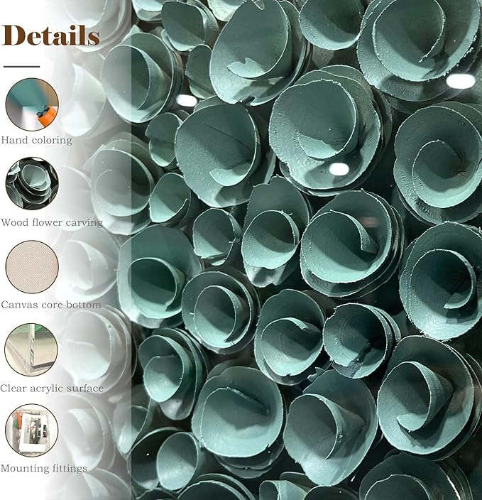 LIUZEYUE - Modern Abstract Wall Art Living Room Handmade Wood Flower 3D Wall Decoration Entrance Wall Decoration Green 43.3"x43.3"
