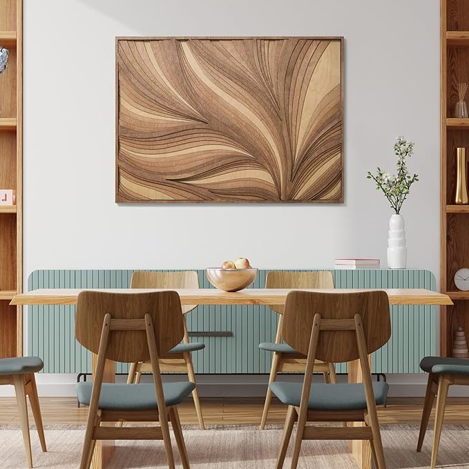 NEODECO Parametric Wood Verso, Award Winner-A'Design 2025, Wood Wall Art, 3D wood wall sculpture, Abstract wall decor, Acoustic wall panel (Large)