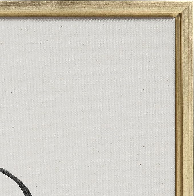 Kate and Laurel Sylvie Sylvie Modern Circles and Going in Circles Framed Linen Textured Canvas Wall Art Set by Teju Reval of SnazzyHues, 2 Piece 23x33 Gold Abstract Art Prints for Wall