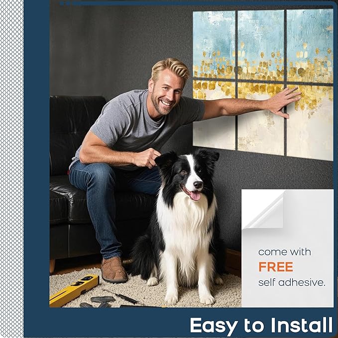 BUBOS 8 Pack Art Acoustic Panels Soundproof Wall Panel,47.2X31.4 Inches Sound Absorbing Panel,Self-Adhesive Decorative Acoustical Wall Panels, Acoustic Treatment for Ceiling Home Office（Dancing Star）