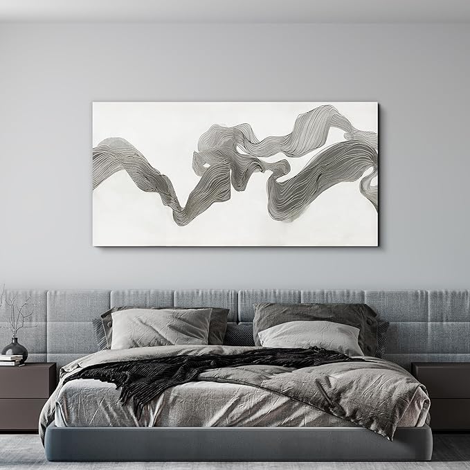 Abstract Wall Art Decor Large Modern Wall Art Decorations Wall Art Pictures for Living Room Abstract Canvas Art Wall Decor Gray White Wall Art Prints Artwork for Walls Bedroom Office Decor 24" X 48"