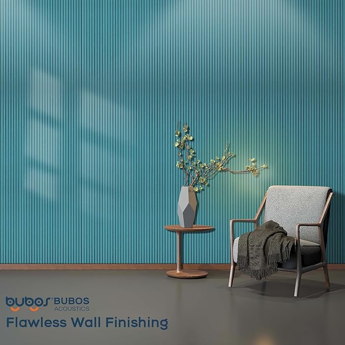 BUBOS 10 Pack Large Acoustic Panels, 48"X 12"X 0.4" Sound Proof Panels for Walls,Decorative Self-Adhesive Acoustical Wall Panels,3D Slat Sound Panels for Home Office Studio (Water Green)