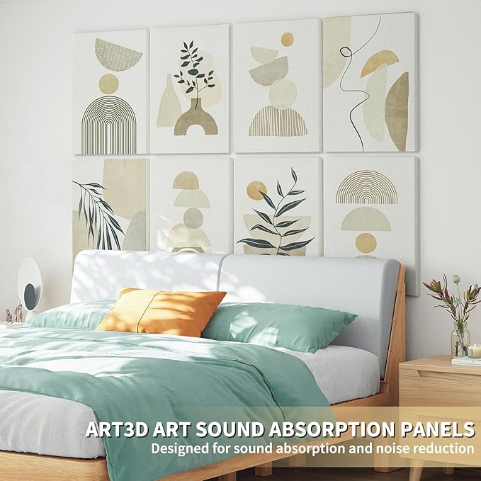 Art3d Soundproof Wall Panels 48"x32", 8-Pack Acoustic Wall Art Panels, Sound Absorbing Decorative Wall Panels for Living Room, Bedroom, Kitchen, Studio, Polyester UV Print