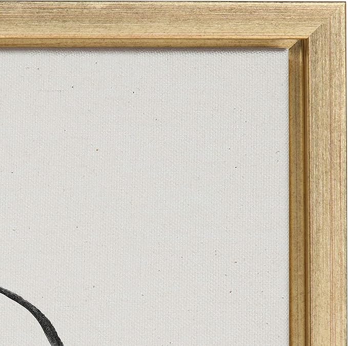 Kate and Laurel Sylvie Modern Circles and Going in Circles Framed Linen Textured Canvas Wall Art by Teju Reval, 2 Piece 18x24 Gold Abstract Wall Decor