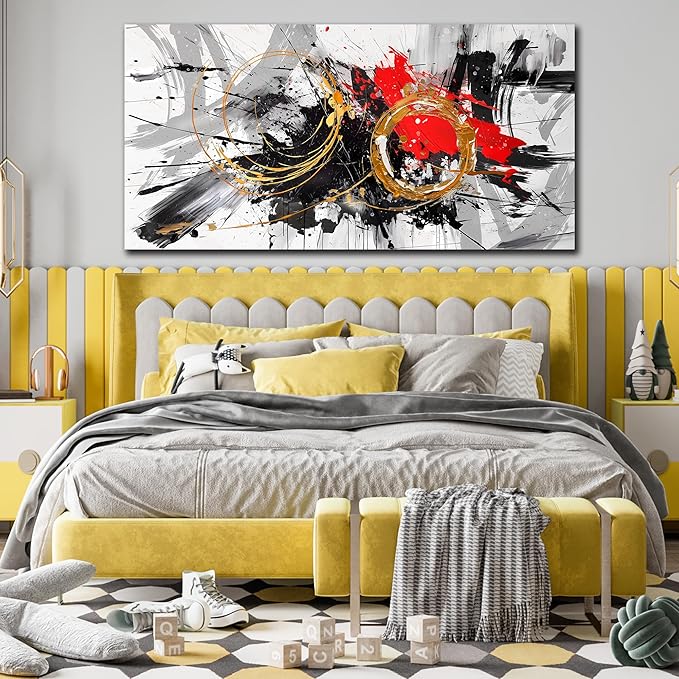 CIRABKY Black and White Wall Art Large Abstract Art Wall Decor Living Room Wall Art Bedroom Office Artwork Pictures Size 29" x 59"