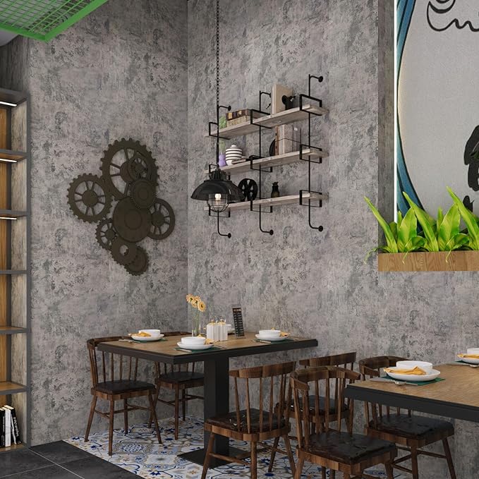BAYYA Extra Wide Concrete Textured Wallpaper Peel Stick Light Grey Matte Thicken 31.5"x 394" Retro Industrial Style Contact Paper Waterproof Self-Adhesive Cement Wall Sticker Vinyl Wrap