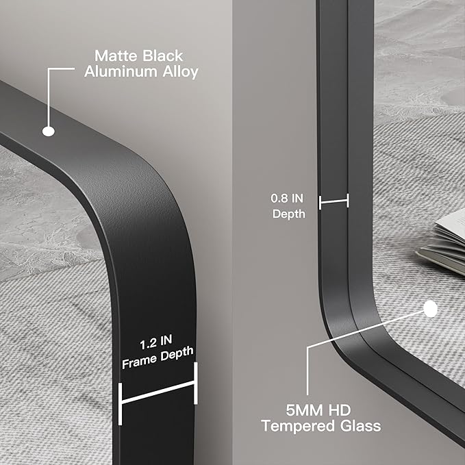 Black Bathroom Mirror for Wall, 36x36 Inch Matte Black Framed Bathroom Vanity Mirror for Farmhouse Living Room Bedroom, Anti-Rust, Tempered Glass, Horizontal/Vertical